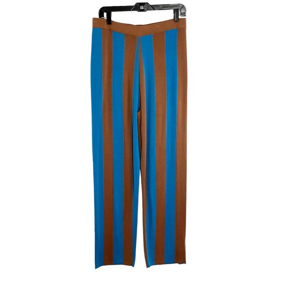 KULE Pants - Kule - Anthropologie Natasha Blue & Brown Striped Knit Pants Women's Size Large